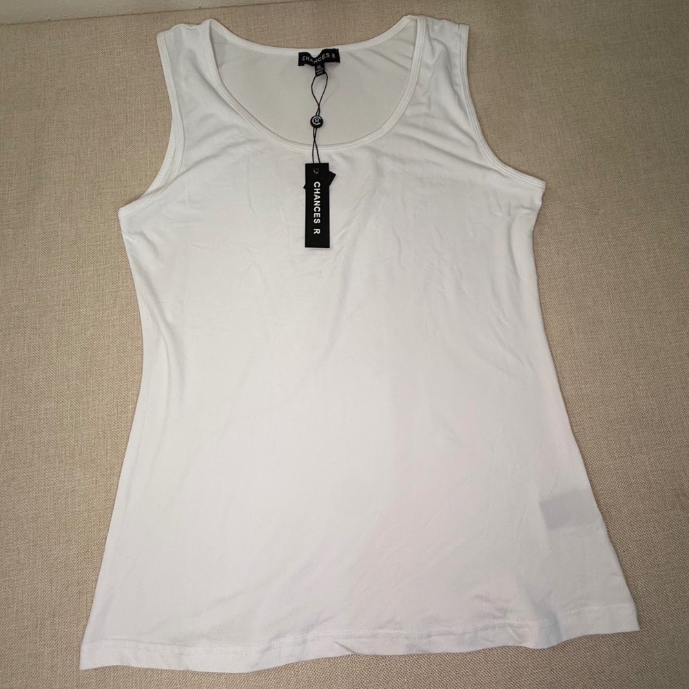 Chances R Womens White Scoop Neck Tank Top Sleeveless‎ Basic XL 28513H